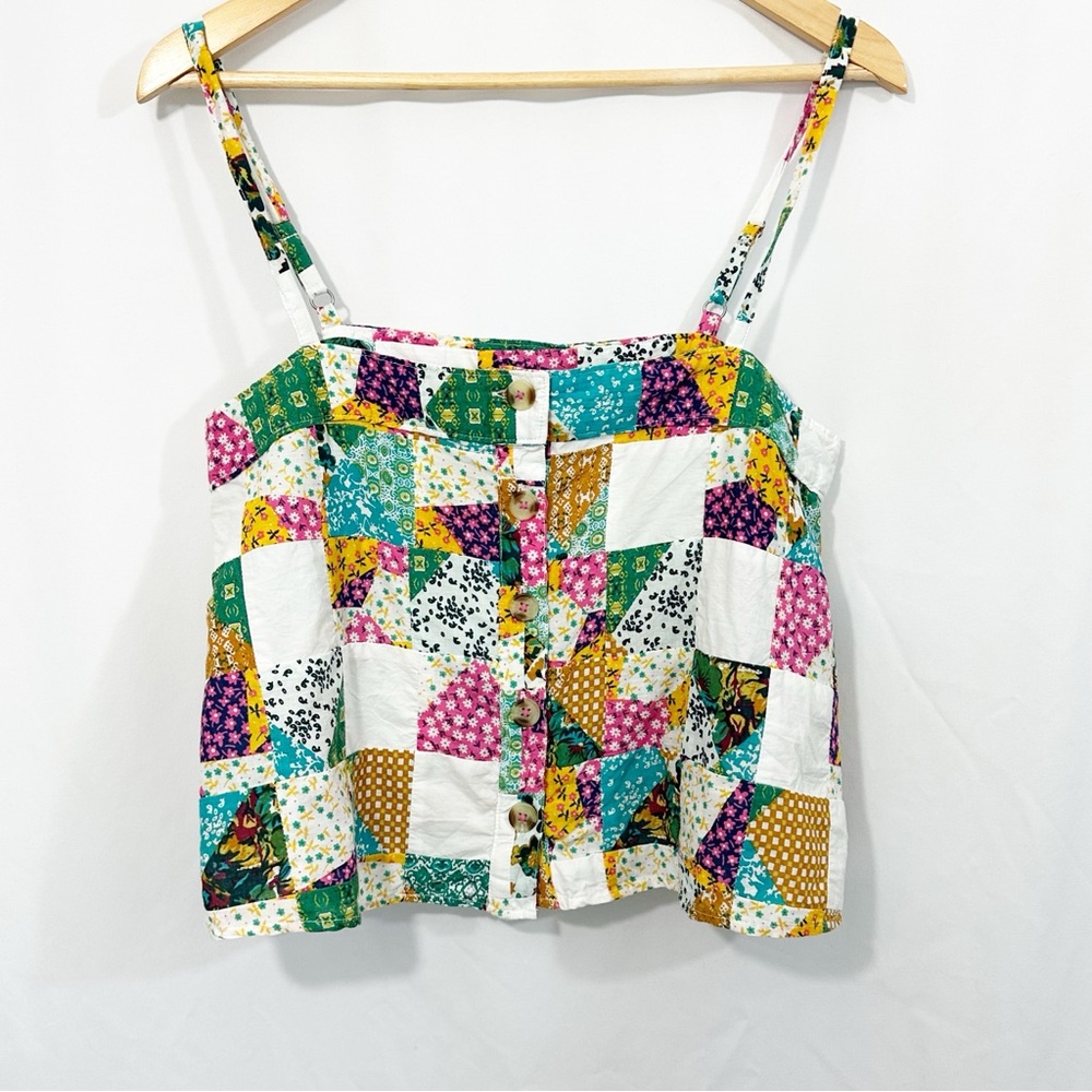 NWT Anthropologie Patchwork Button Boho Western Down Cami Tank Top - Picture 5 of 11